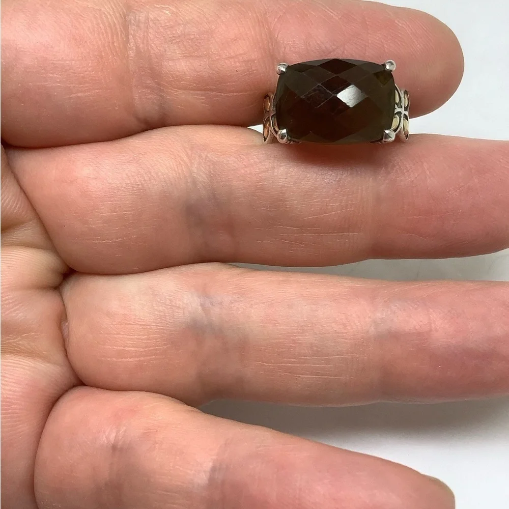 John Hardy sterling silver 18k Smoky Quartz Ring